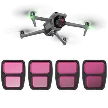 Imagem de Conjunto de filtros ND compatível com filtros de lente de drone DJI Air 3 ND8/ND16/ND32/ND64, filtro de densidade neutra para acessórios de drone, pacote com 4