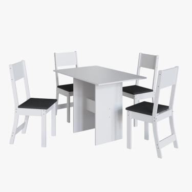 Imagem de Conjunto de Mesa para Sala de Jantar Indekes Karla 04  Cadeiras - Branco