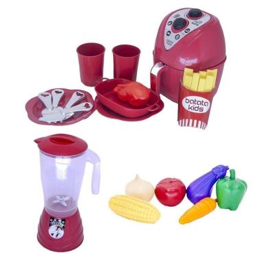 Imagem de Kit Menino Cozinha Liquidificador Air Fryer Chef Legume 19P