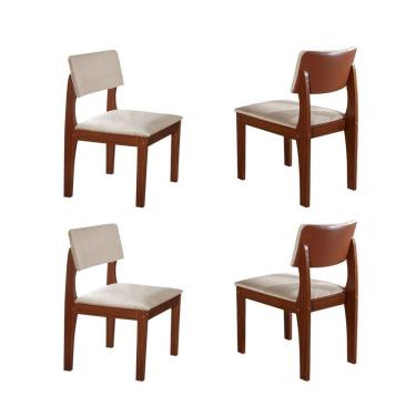 Imagem de Kit 4 Cadeiras para Sala de Jantar Turim Castanho Prêmio/Creme/Off White