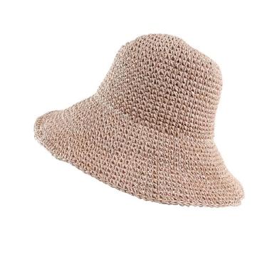 Imagem de Chapéu de palha feminino verão chapéu de sol viseira chapéu bucket boné praia Strawhat, rosa, 55-59cm