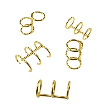 Imagem de HAHIYO 5 peças de ouro 20 mm/0,8 polegadas de diâmetro interno de metal 3 anéis de folhas soltas anéis de livro de encaixe divididos articulados anéis de fichário de aço inoxidável para bricolagem diário de viagem, caderno de fotos, álbum de fotos, encadernação de espinhas pente