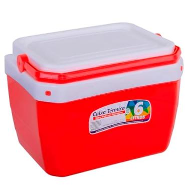 Imagem de Caixa Térmica Cooler Plástico 6 Litros com Alça (Vermelho)