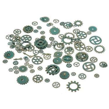 Imagem de PATIKIL Gears Charm, pingente de engrenagens de roda de metal de 100 gramas para colar, brinco, pulseira, fabricação de joias e artesanato faça você mesmo, verde, falso