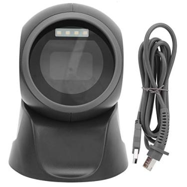 Imagem de Scanner de código de barras de mesa 2D 1D omnidirecional mãos livres USB com fio leitor de código de barras leitura contínua reconhecimento automático de detecção de imagem para PC POS Supermercado Livraria Varejo Mall