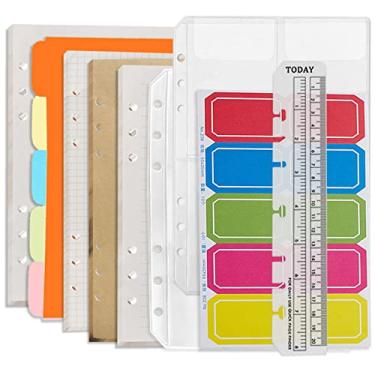 Imagem de DY.2ten Conjunto de refil de fichário A5 com 6 furos - (refis de papel quadriculado + papel forrado + papel kraft + papel de folha solta em branco), 180 folhas/360 páginas (45 folhas de cada tipo)