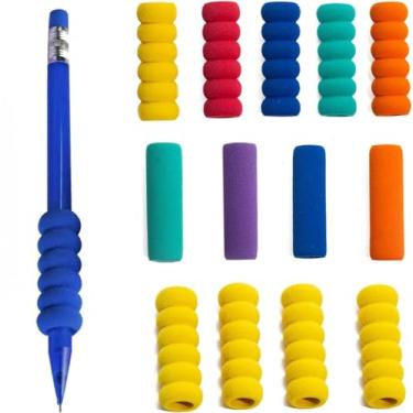 Imagem de GrliTra 20 peças de suporte de lápis de espuma, suporte macio para escrever, para pintura de strass de diamante, crianças, estudantes, cores aleatórias e formas mistas, cores sortidas aleatórias