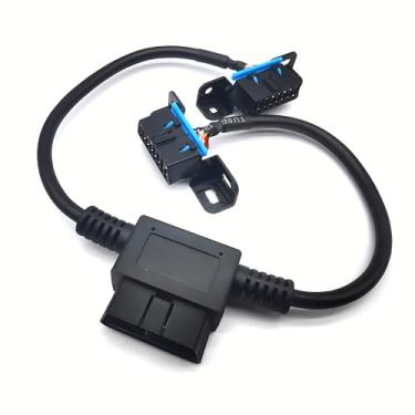 Imagem de Alicatong Divisor OBD2 16 pinos OBD II divisor Y extensão J1962 1x macho e 2x fêmea adaptador de cabo aberto rastreador GPS dispositivo diagnóstico adaptador de extensão faça você mesmo