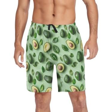 Imagem de CHIFIGNO Shorts de pijama masculinos, shorts para dormir, calça de pijama macia com bolsos e cordão, Abacates verdes frescos - 1, GG