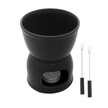 Imagem de WOLFF - Aparelho de Fondue 4 Peças de Porcelana para Duas Pessoas Preto 400ml - Para Chocolate e Queijo