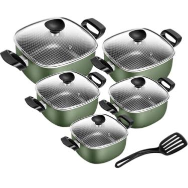 Imagem de Conjunto de Panelas Quadradas Patolux 5 Peças Antiaderente Verde