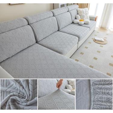 Imagem de Sofá De Estiramento Slipcover Sofá Capa Protetor De Móveis Sofá Macio Com Fundo Elástico Para Crianças, Poliéster Spandex Jacquard Tecido (A,Cinzento)