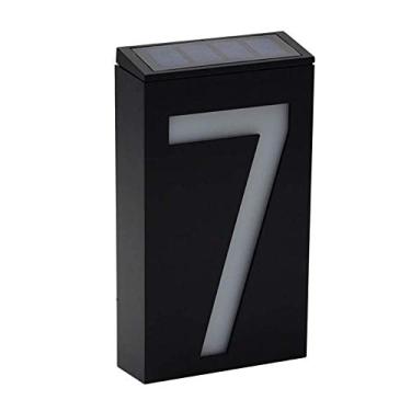 Imagem de SPTECH Placa de LED solar com número de casa, jardim, quintal, edifício, porta, números de endereço, lâmpada, placa de sinalização alimentada por energia solar, placa externa iluminada por LED para