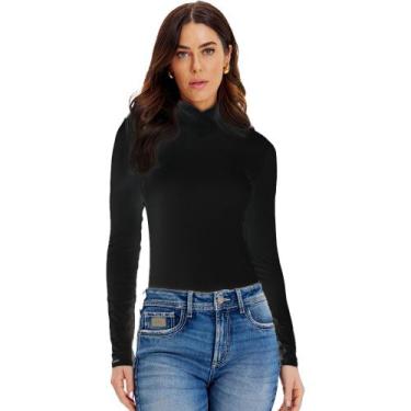 Imagem de Blusa Lança Perfume Gola Alta Em V In24 Preto Feminino