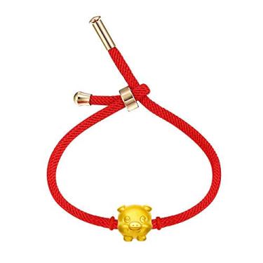 Imagem de Vanski Pulseira ajustável com 12 signos do zodíaco chinês com pingente de animal vermelho da sorte para mulheres Metal, não