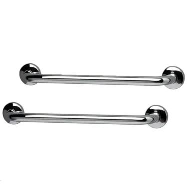 Imagem de Alça Apoio 30cm Aço Inox Kit 2 Uni Barra Suporte Anti Queda Idoso Gestante Cadeirante PCD Crianças Banheiro Escada Corrimao