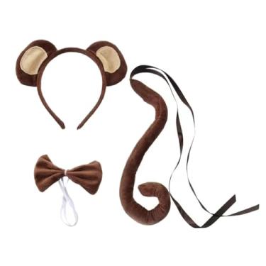 Imagem de Generic Conjunto de bandana e cauda de animal para crianças para festivais de shows de máscaras, Macaco Marrom