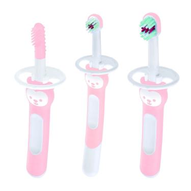 Imagem de Kit com 3 Escovas de Dente para Bebê Brushes Rosa - MAM