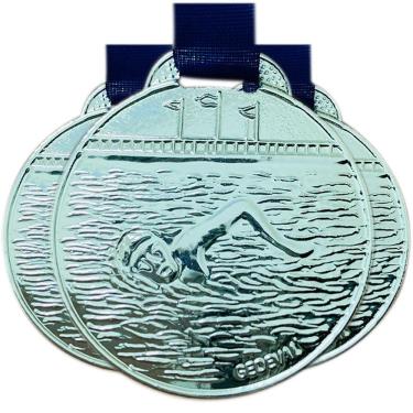 Imagem de Kit 30 Medalhas De Natação Nado Campeonato Aquático 3,5cm prata