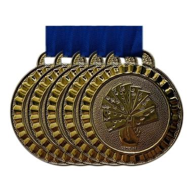 Imagem de Kit 10 Medalhas Poker Truco Jogo Cartes 45mm Ouro Prata Brz bronze