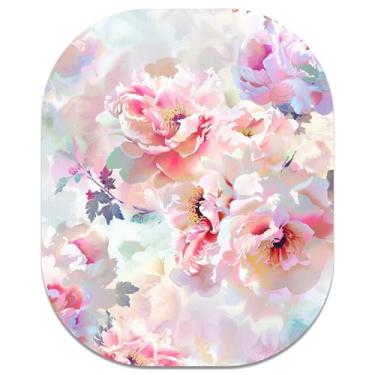 Imagem de Atufsuat Mouse pad pequeno, 15 x 17 cm, mini mouse pad oval com base de borracha antiderrapante para laptop, mouse sem fio, bandeja de teclado, mouse pad, estampa floral