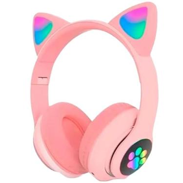 Imagem de Fones de Ouvido Infantis com Orelhas de Gato, Design Iluminado, Rosa (Verde)