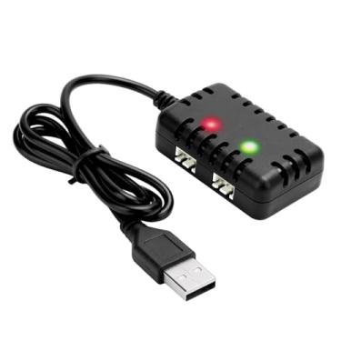 Imagem de AMZZN Carregador 2S 7,4V 1 para 2 com plugue conector XH-3P para carros e caminhões AX24 SCX24 FCX24 UTB18 SCX24 RC, para baterias de lítio 7,4V 2S, drones RC, quadricópteros e baterias LiPO de navios