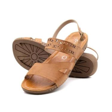 Imagem de Sandália Flatform Goa Em Couro Gales Camel - 14279Gc - Andacco