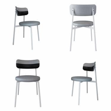 Imagem de Cadeira Kyta Fixa com 4 Pés 50 X 44,7 X 83,8 Cm com 4 Unidades Cinza Claro/Preto/Branco