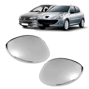 Imagem de Par Aplique Cromado para Capa Retrovisor Peugeot 206 2001 2002 2003 2004 2005 2006 2007 2008 2009 2010 Peugeot 207 2009 2010 2011 2012 2013 2014 2015