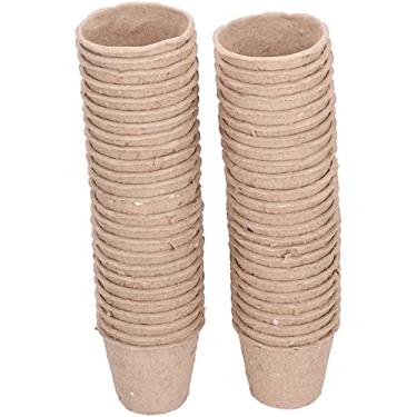 Imagem de Pote de mudas de sementes de pote de fibra redondo de 50 unidades de 6 cm, vasos de plantas biodegradáveis, copo de berçário de mudas de plantas, acessório de plantio fácil de