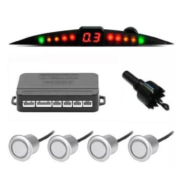 Imagem de Sensor Estacionamento Ré Prata Visor Slim Com Led Colorido - Tech One