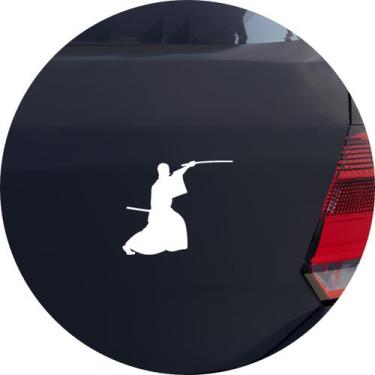 Imagem de Adesivo de Carro Samurai treino Com Espadas - Cor Branco - Melhor Ades