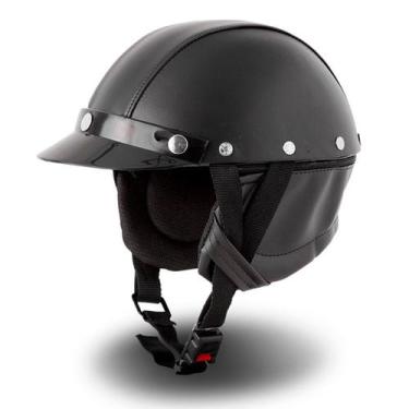 Imagem de Capacete Coquinho Couro Bike Chopper Harley Custom Pro Tork, Único, PR
