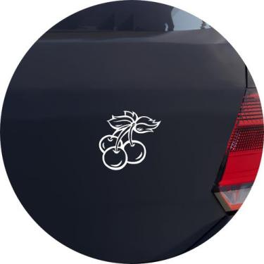 Imagem de Adesivo de Carro Cerejas Planta Cerejeira Prunus - Cor Branco - Melhor