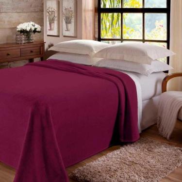 Imagem de Manta Microfibra Casal Unicolor 180x220 Jolitex, Vinho, Casal