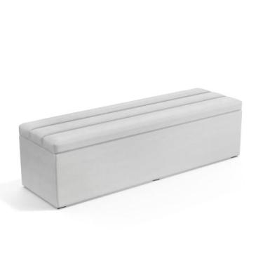 Imagem de Calçadeira Baú Ursa 140 para Cama de Casal A-013 Couro Branco Aradecor