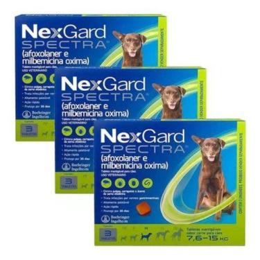 Imagem de 3 Nexgard Spectra Antipulgas Para Cães Cão 7,6 A 15 Kg 9 Tab, Verde