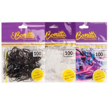 Imagem de Kit 300 Elásticos Infantil Cabelo Mechas E Penteados Bonitta, Preto, T