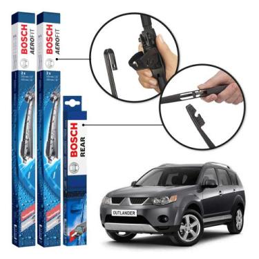 Imagem de Kit 3 Palhetas Dianteiras + Traseira Original Bosch Mitsubishi Outland