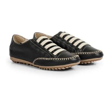 Imagem de mocatênis sapatênis feminino de couro confortável Preto - Izabella Ara