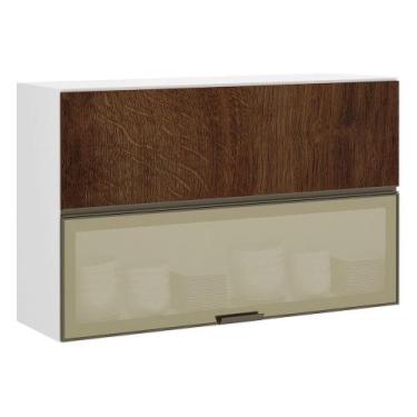 Imagem de Armário Basculante Misto Perola 120 cm 2 Portas Alumínio e com Vidro R