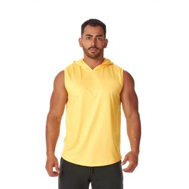Imagem de Regata com Capuz Masculina Esportiva Tendência Academia Corrida Caminh