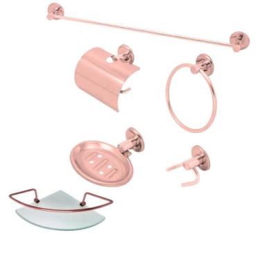 Imagem de Kit Acessórios P/ Banheiro Aço Inox 6 Peças  Rose - Montelar Acabament