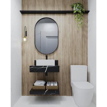 Imagem de Prateleira em Porcelanato para Banheiro 60cm PRETO - Darabas Agardi