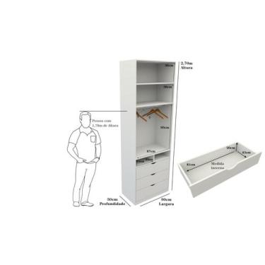 Imagem de Armário Misto M21 Gaveta Arara Roupeiro 100% Mdf - VETORIAL MÓVEIS