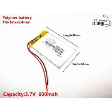 Imagem de Bateria 600 Mah 3,7v 2 Fios  4mm X 30mm X 48mm - KMIG