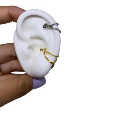 Imagem de Piercing Conch Corrente ou Hélix - RaraSteel Piercing, Prateado