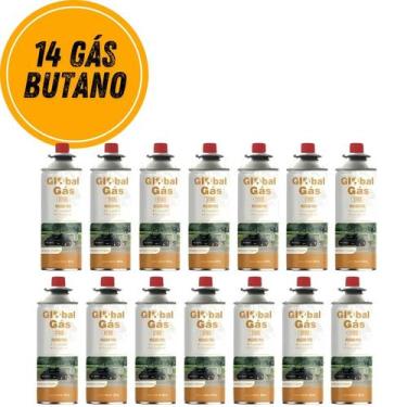 Imagem de Kit 14 refil gás butano para fogareiro camping e maçarico culinário gl