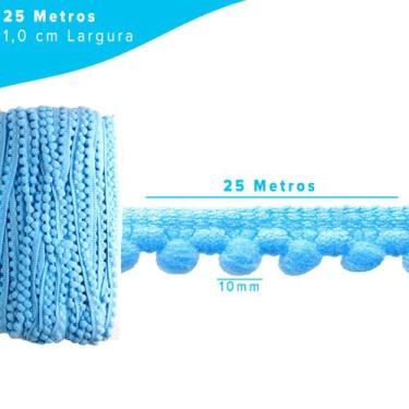 Imagem de Fita Pompom Azul Turquesa 10mm Rolo Com 25 Metros - Nybc
